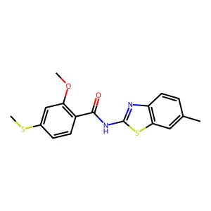 2-methoxy-N-(6-methyl-1,3-benzothiazol-2-yl)-4-(methylsulfanyl)benzamide structure
