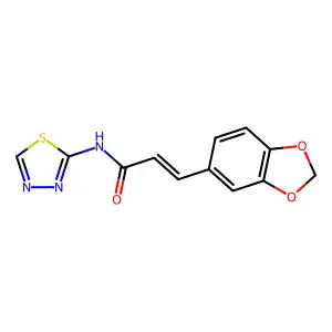 (E)-3-(1,3-benzodioxol-5-yl)-N-(1,3,4-thiadiazol-2-yl)prop-2-enamide structure