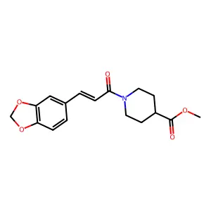 1-(3-Benzo[1,3]dioxol-5-yl-acryloyl)-piperidine-4-carboxylic acid methyl ester structure