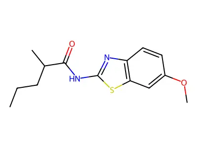 N-(6-methoxy-1,3-benzothiazol-2-yl)-2-methylpentanamide structure