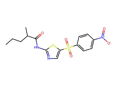 2-methyl-N-{5-[(4-nitrophenyl)sulfonyl]-1,3-thiazol-2-yl}pentanamide structure