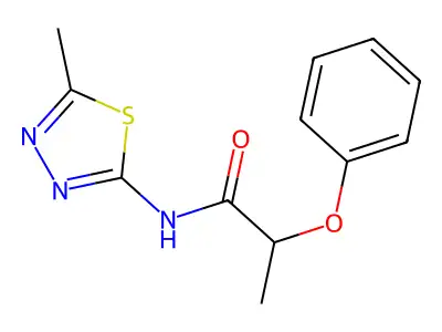 N-(5-methyl-1,3,4-thiadiazol-2-yl)-2-phenoxypropanamide structure