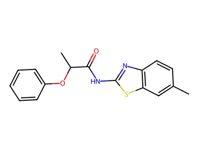 N-(6-methyl-1,3-benzothiazol-2-yl)-2-phenoxypropanamide structure