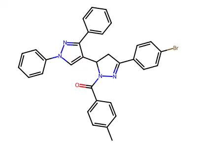 (5-(4-bromophenyl)-1',3'-diphenyl-3,4-dihydro-1'H,2H-[3,4'-bipyrazol]-2-yl)(p-tolyl)methanone structure