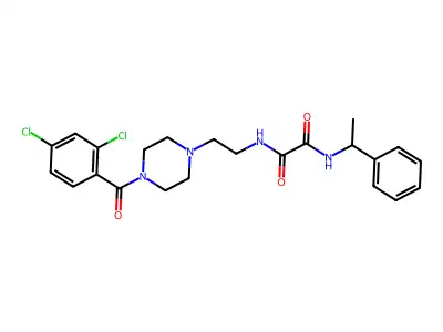 N-[2-[4-(2,4-dichlorobenzoyl)piperazin-1-yl]ethyl]-N'-(1-phenylethyl)oxamide structure