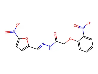 N-[(5-Nitro-2-furyl)methylideneamino]-2-(2-nitrophenoxy)acetamide structure