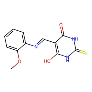 5-(((2-methoxyphenyl)amino)methylene)-2-thioxodihydropyrimidine-4,6(1H,5H)-dione structure
