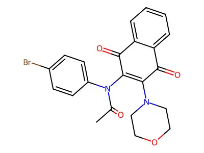 N-(4-bromophenyl)-N-(3-morpholin-4-yl-1,4-dioxonaphthalen-2-yl)acetamide structure