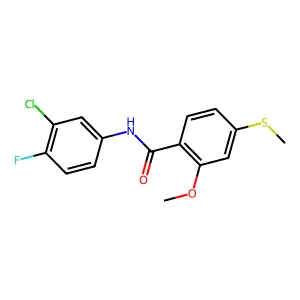 N-(3-chloro-4-fluorophenyl)-2-methoxy-4-(methylsulfanyl)benzamide structure