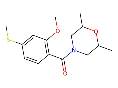 (2,6-Dimethylmorpholin-4-yl)[2-methoxy-4-(methylsulfanyl)phenyl]methanone structure
