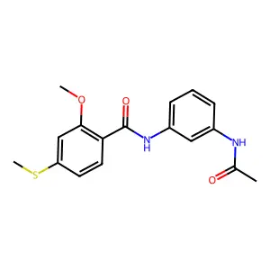 N-(3-acetamidophenyl)-2-methoxy-4-methylsulfanylbenzamide structure