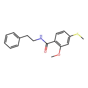 2-methoxy-4-(methylthio)-N-(2-phenylethyl)benzamide structure