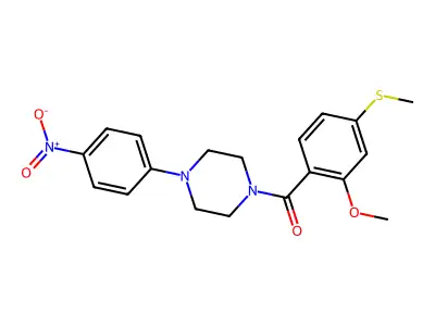 (2-Methoxy-4-methylsulfanylphenyl)-[4-(4-nitrophenyl)piperazin-1-yl]methanone structure