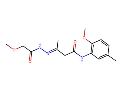 (3E)-3-[(2-methoxyacetyl)hydrazinylidene]-N-(2-methoxy-5-methylphenyl)butanamide structure
