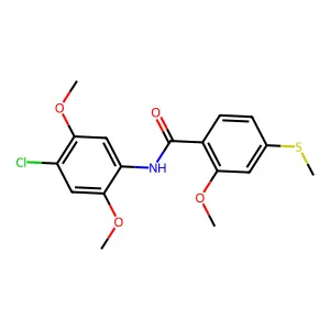 N-(4-chloro-2,5-dimethoxyphenyl)-2-methoxy-4-methylsulfanylbenzamide structure