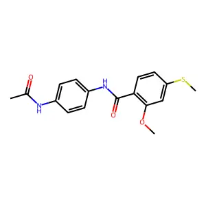 N-(4-acetamidophenyl)-2-methoxy-4-methylsulfanylbenzamide structure