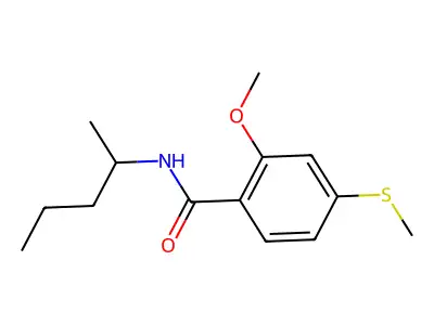 2-methoxy-4-(methylsulfanyl)-N-(pentan-2-yl)benzamide structure