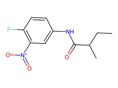 N-(4-fluoro-3-nitrophenyl)-2-methylbutanamide structure