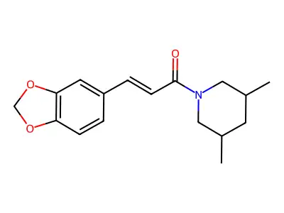 (E)-3-(1,3-benzodioxol-5-yl)-1-(3,5-dimethylpiperidin-1-yl)prop-2-en-1-one structure