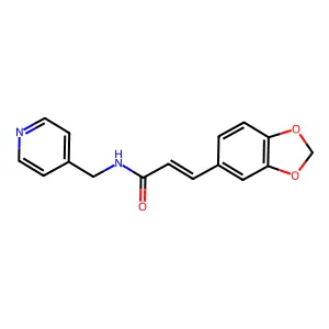 (E)-3-(1,3-benzodioxol-5-yl)-N-(pyridin-4-ylmethyl)prop-2-enamide structure