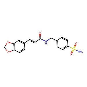 (E)-3-(1,3-benzodioxol-5-yl)-N-[(4-sulfamoylphenyl)methyl]prop-2-enamide structure