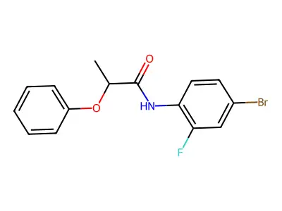 N-(4-bromo-2-fluorophenyl)-2-phenoxypropanamide structure