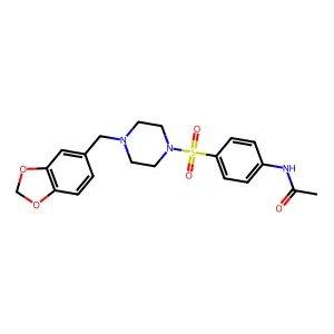 N-[4-[4-(1,3-benzodioxol-5-ylmethyl)piperazin-1-yl]sulfonylphenyl]acetamide structure