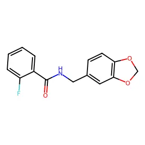 N-(1,3-benzodioxol-5-ylmethyl)-2-fluorobenzamide structure