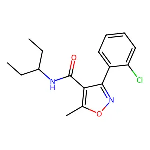 3-(2-chlorophenyl)-5-methyl-N-(pentan-3-yl)-1,2-oxazole-4-carboxamide structure