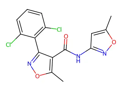 3-(2,6-dichlorophenyl)-5-methyl-N-(5-methyl-1,2-oxazol-3-yl)-1,2-oxazole-4-carboxamide structure