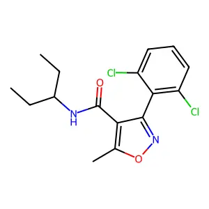 3-(2,6-dichlorophenyl)-5-methyl-N-(pentan-3-yl)-1,2-oxazole-4-carboxamide structure