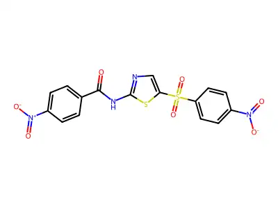 4-nitro-N-(5-((4-nitrophenyl)sulfonyl)thiazol-2-yl)benzamide structure