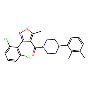 [3-(2,6-dichlorophenyl)-5-methyl-1,2-oxazol-4-yl]-[4-(2,3-dimethylphenyl)piperazin-1-yl]methanone structure