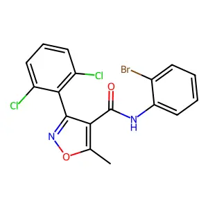 N-(2-bromophenyl)-3-(2,6-dichlorophenyl)-5-methyl-1,2-oxazole-4-carboxamide structure