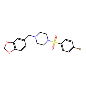 1-(1,3-Benzodioxol-5-ylmethyl)-4-[(4-bromophenyl)sulfonyl]piperazine structure