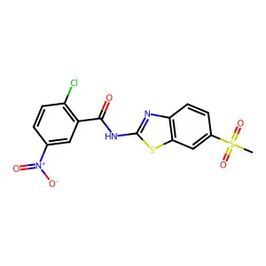 2-chloro-N-[6-(methylsulfonyl)-1,3-benzothiazol-2-yl]-5-nitrobenzamide structure