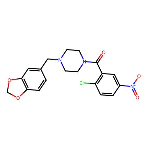 [4-(1,3-Benzodioxol-5-ylmethyl)piperazin-1-yl]-(2-chloro-5-nitrophenyl)methanone structure