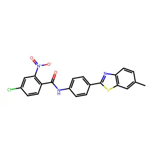 4-chloro-N-[4-(6-methyl-1,3-benzothiazol-2-yl)phenyl]-2-nitrobenzamide structure