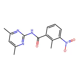 N-(4,6-dimethylpyrimidin-2-yl)-2-methyl-3-nitrobenzamide structure