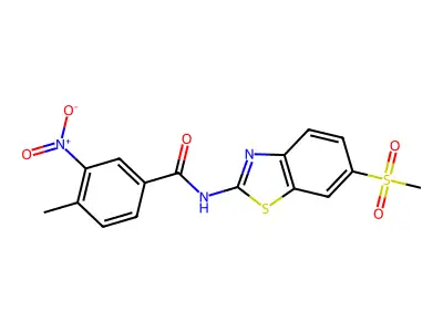4-methyl-N-(6-methylsulfonyl-1,3-benzothiazol-2-yl)-3-nitrobenzamide structure