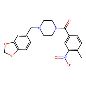 [4-(1,3-Benzodioxol-5-ylmethyl)piperazin-1-yl]-(4-methyl-3-nitrophenyl)methanone structure