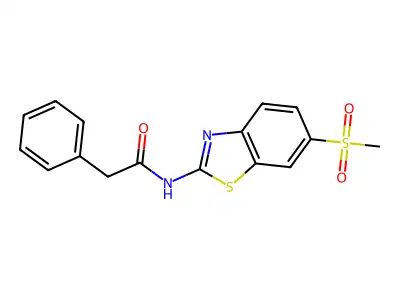 N-(6-methanesulfonyl-1,3-benzothiazol-2-yl)-2-phenylacetamide structure