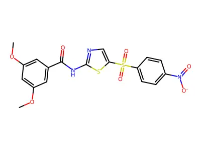 3,5-dimethoxy-N-(5-((4-nitrophenyl)sulfonyl)thiazol-2-yl)benzamide structure