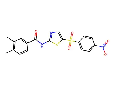 3,4-dimethyl-N-[5-(4-nitrophenyl)sulfonyl-1,3-thiazol-2-yl]benzamide structure