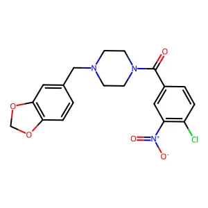 [4-(1,3-Benzodioxol-5-ylmethyl)piperazin-1-yl]-(4-chloro-3-nitrophenyl)methanone structure