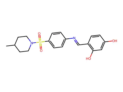 4-[[[4-[(4-Methyl-1-piperidinyl)sulfonyl]phenyl]imino]methyl]-1,3-benzenediol structure