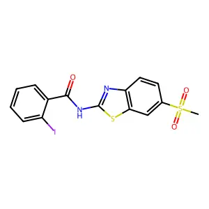 2-iodo-N-(6-methanesulfonyl-1,3-benzothiazol-2-yl)benzamide structure