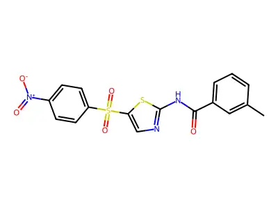 3-methyl-N-(5-((4-nitrophenyl)sulfonyl)thiazol-2-yl)benzamide structure