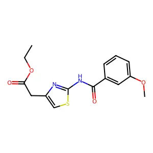 Ethyl {2-[(3-methoxybenzoyl)amino]-1,3-thiazol-4-yl}acetate structure
