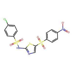 4-chloro-N-[5-(4-nitrophenyl)sulfonyl-1,3-thiazol-2-yl]benzenesulfonamide structure